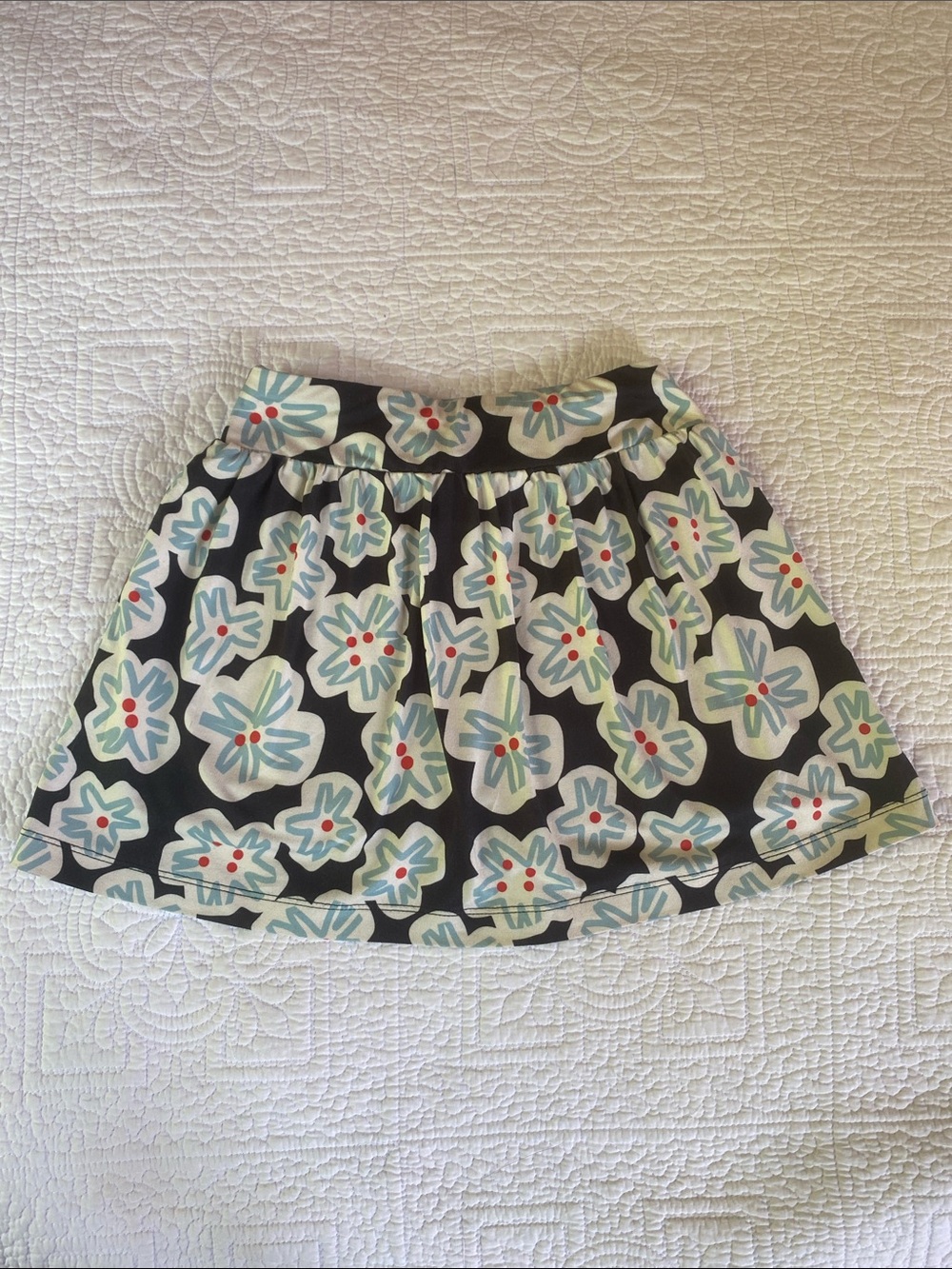 Hanna Andersson Navy Blue Skort with White and Light Blue Floral Print